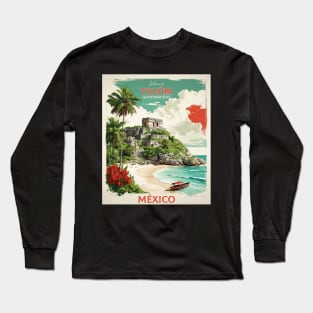 Tulum Quintana Roo Mexico Vintage Tourism Travel Long Sleeve T-Shirt